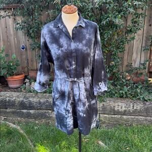 Dr Martens Tie Dye Charcoal Black and White Shirt Dress Women's Size Medium